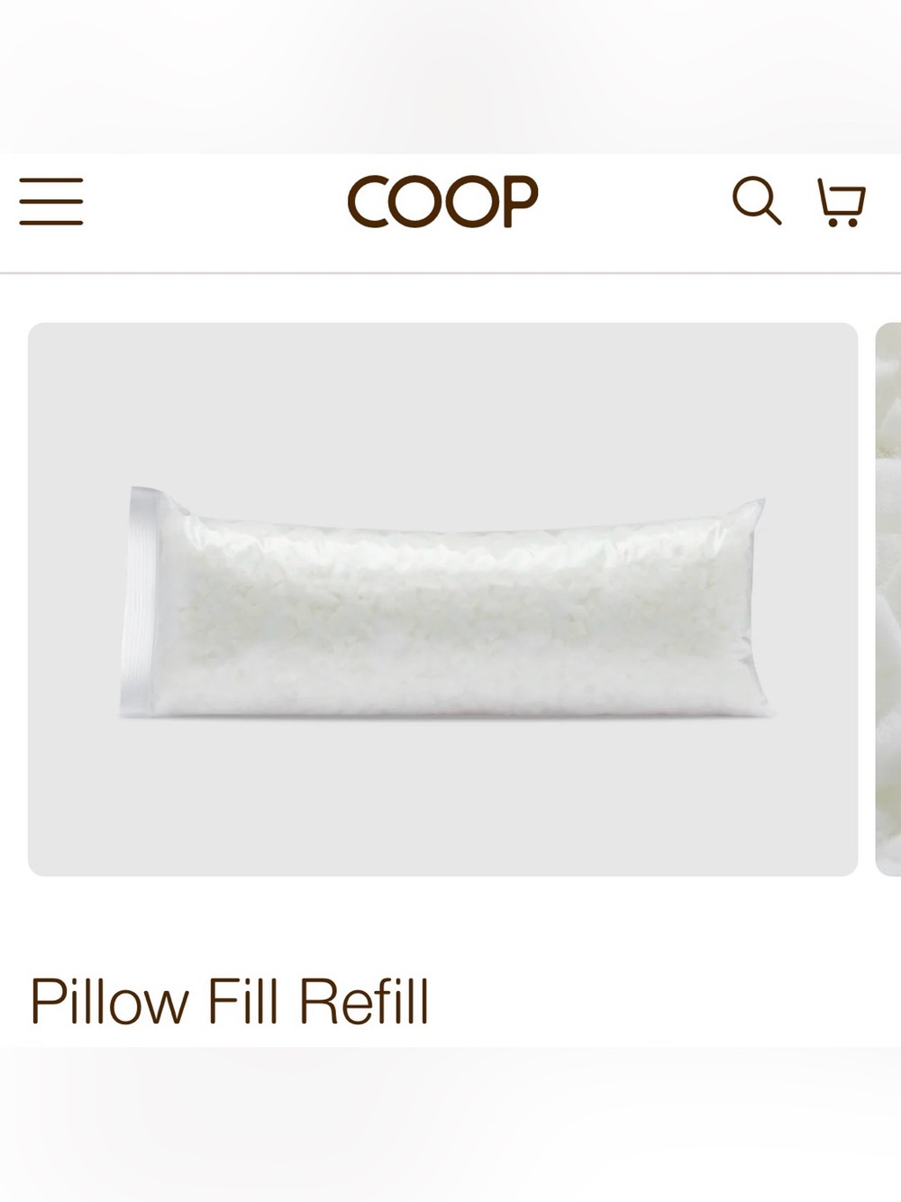 Coop brand Pillow fill Refill